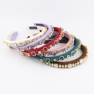 Baroque Vintage Padded Rhinestone Headband For Women Handmade Sponge Luxurious Fabric Hair Band Wedding Party Hair Accessories
