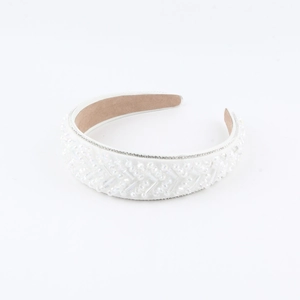 Cerchietto barocco bianco con perle eleganti e strass scintillanti per occasioni speciali