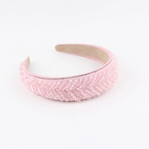 Cerchietto barocco rosa con perline fatte a mano e strass per capelli da donna