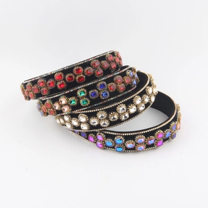 Baroque Luxury Double Layer Flower Rhinestone Sponge Headband Velvet Padded Hairband For Women Party Wedding Hair Accessories