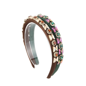 Set mit Haarreifen im Barock-Stil, rosa Strasssteinen und bunten Schmetterlingskristallen