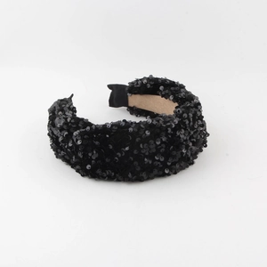 Glitzernder schwarzer Pailletten Breitband-Haarreif für Damen Mode Party Haarschmuck
