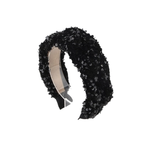 Glänzender schwarzer Pailletten Haarreif mit Knotendesign für Damen Party Haaraccessoires