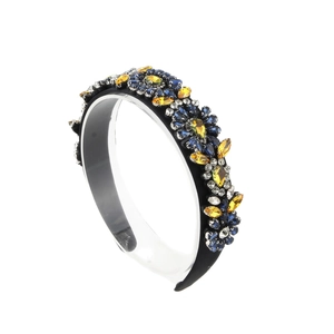 Baroque floral headband with colorful rhinestones on a black base for formal events