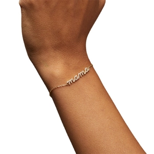 Elegante bracciale mama placcato in oro 14k con pietre di zircone per le donne