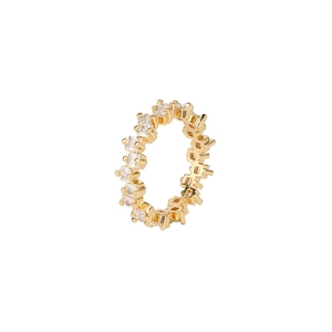 Minimalistische 14K vergulde ring met verspringende heldere vierkante zirkoon