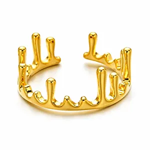 Offener Lavatropfen-Ring aus 14K vergoldetem Kupfer mit verstellbarem Band-Design