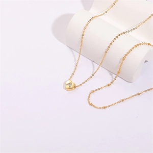 Double-layered 18K gold plated heart necklace with zircon initial A pendant