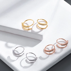 Drei Paar Spiral-Ohrringe aus S925 Silber mit Mikrozirkonia in Gold, Silber und Rosé