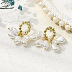 French Vintage 14K Gold Plated Brass Freshwater Pearl Drop Earrings With 925 Sterling Silver Earring Post Women Jewelry