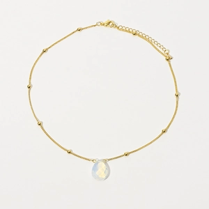 Elegant gold satellite chain necklace featuring a teardrop opal gemstone pendant for women