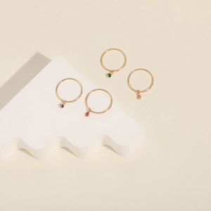Ins Style Adjustable Gold Plated Copper Ring For Women Round AAA Zirconia Pendant Thin Band Ring Fashion Jewelry Gift
