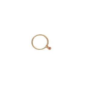 Minimalist gold adjustable open ring featuring a delicate hanging pink zircon pendant charm
