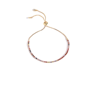 Bracelet élégant en or 14K avec zircons arc-en-ciel et fermoir coulissant réglable chic