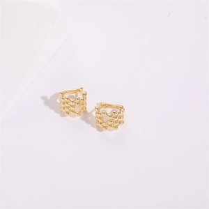 Minimalist 14K gold twisted beaded hoop earrings for women with textured surface