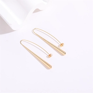 Elegant gold drop earrings with leaf and water drop design in a minimalist long style