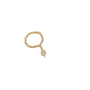 Bague chaîne à billes dorées minimaliste avec pendentif serpent détaillé et texturé