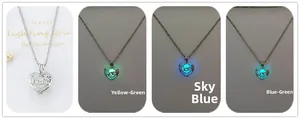 Detailed views of the Mom heart locket showing its glowing effects in blue and green