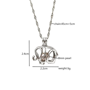Holle olifant parel hanger ketting in zilverkleur met 45 cm ketting afmetingen