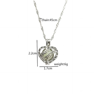 Luminous heart necklace for Mom in silver stainless steel with hollow pendant design