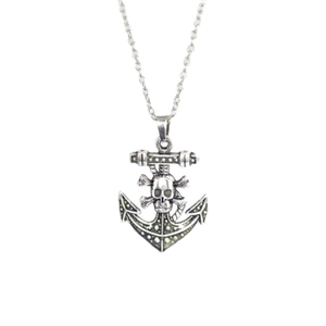 Collier avec pendentif ancre de pirate viking vintage design tête de mort et lumineux