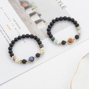 Romantic starry sky beaded bracelets with natural stones and luminous moon star charms