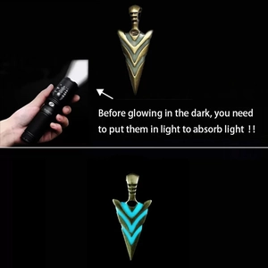 Vintage luminous arrow pendant necklace for men with glowing blue light feature