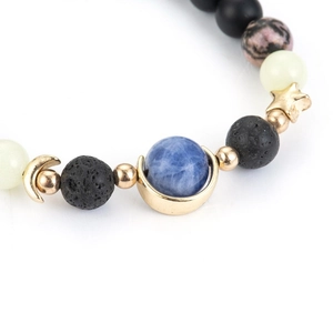 Luminous starry sky beaded bracelet with natural stone, moon and star charms