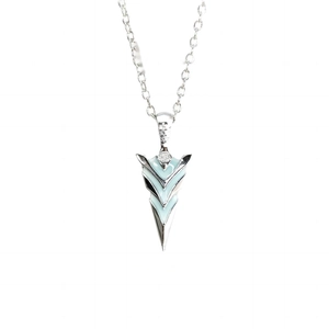 Luminous arrow pendant necklace in silver stainless steel with mint green inlay