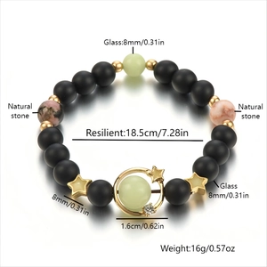 Luminous starry sky beaded bracelet with natural stone and planet charm for women