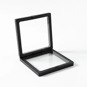 Square black PE film jewelry display box with transparent elastic membrane design
