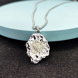 Nordic Viking luminous totem pendant necklace with irregular liquid metal design on bead chain
