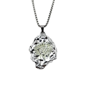 Nordic Viking Valknut glowing necklace with silver irregular meteorite pendant and box chain