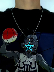 Luminous Pentagram Moon Pendant Necklace Retro Alloy Stainless Steel Glow In The Dark Celtic Knot Star Jewelry Gift For Men