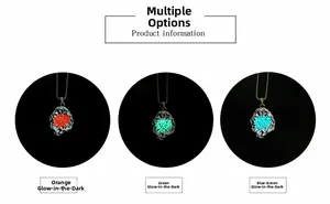 Detailed view of Viking glow-in-the-dark pendants in orange, green, and blue-green colors