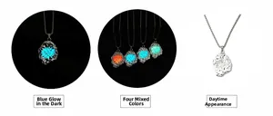 Viking glowing necklace showing luminous totem contrast between day and night views