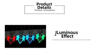 Glow-in-the-dark skull bat wing pendants in four colors with glowing effect details