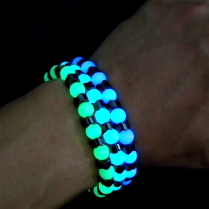 Hip Hop Luminous Beaded Bracelet For Men Women Obsidian Synthetic Stone Glow In The Dark Healing Anti Anxiety Bracelet Jewelry