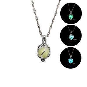 Luminous Hollow Planet Cage Pendant Necklace Glow In The Dark Jewelry For Women Night Light Fluorescent Stone Planet Gift