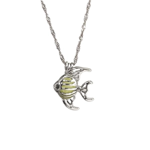 Collier avec pendentif poisson tropical lumineux et chaîne argentée pour plage d'été