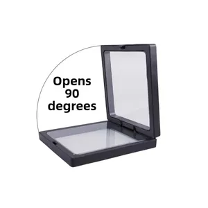 Black square floating display box with 90-degree opening for anti-oxidation jewelry storage