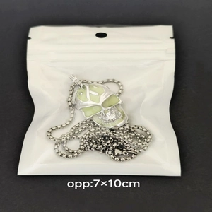 Detailed macro view of punk glow-in-the-dark skull pendant in clear 7x10cm packaging
