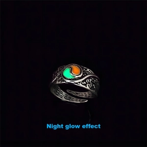 Detail of glow-in-the-dark spinning ring with Tai Chi relief and adjustable open band