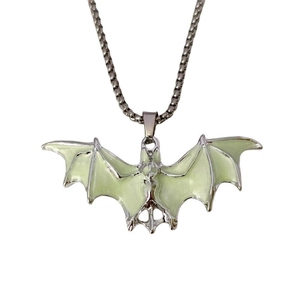 Collier pendentif chauve-souris lumineuse gothique en argent pour bijoux d'Halloween