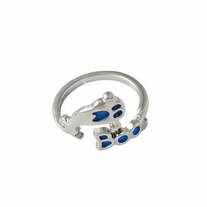 Adjustable Halloween ghost ring in silver with blue glow BOO lettering for women