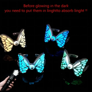 Luminous Butterfly Open Ring Zinc Alloy Glow In The Dark Adjustable Finger Ring Trendy Hip Hop Jewelry Accessory For Women Men