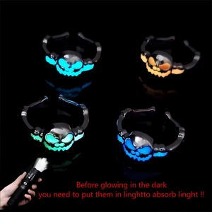 Punk Gothic Luminous Skull Pumpkin Open Ring Halloween Glow In The Dark Adjustable Zinc Alloy Ring Fashion Finger Jewelry Party Gift For Men Women