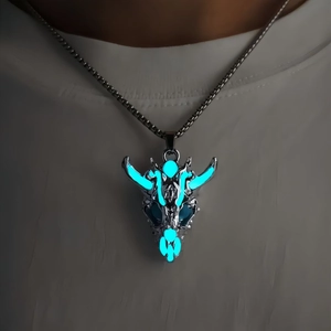 Hip Hop Lichtgevende Drakenkop Hanger Halsketting Zinklegering Roestvrij Staal Luminous Punk Gothic Street Sieraden