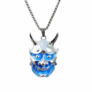 Collana da uomo hip hop punk con pendente a maschera fantasma e catena in acciaio