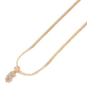 Collana a catena serpente dorata con ciondolo numero 5 in zirconi scintillanti